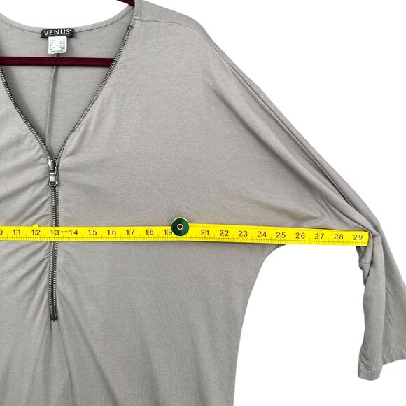 VENUS Light Grey Front Functional Zipper Relaxed Fit Tunic Top Size 1X - Picture 7 of 8